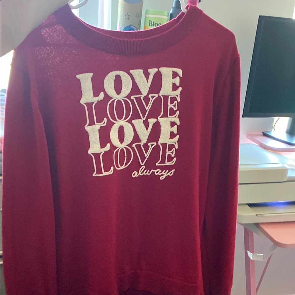 Time and Tru Red Love Print Women's Sweater